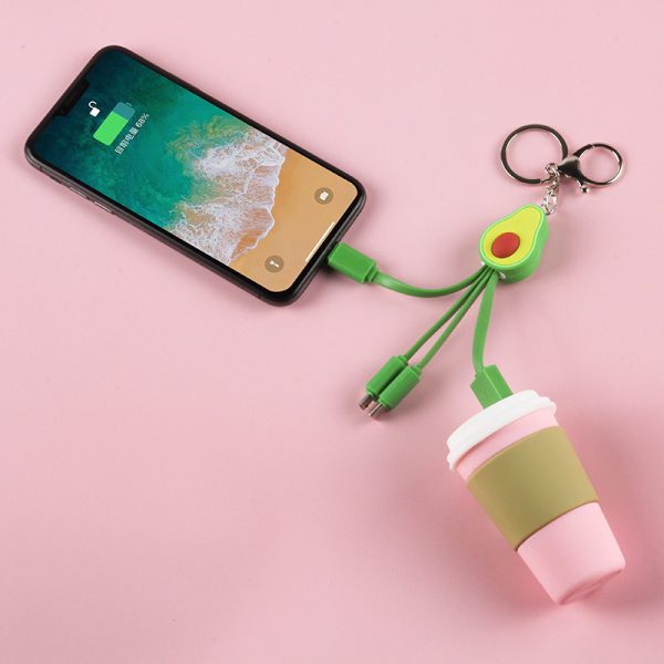 Little Fresh Cartoon Data Cable Avocado Phone Data Cable Cute Girl One to Three Fruit Fast Charging Cable - Image 6