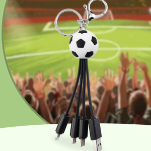 Creative keychain football data cable one to three charging cable football club commemorative gift charging cable