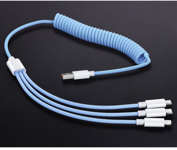 Suitable for one to three braided fast charging car data cable type-c three in one charging cable - Image 4