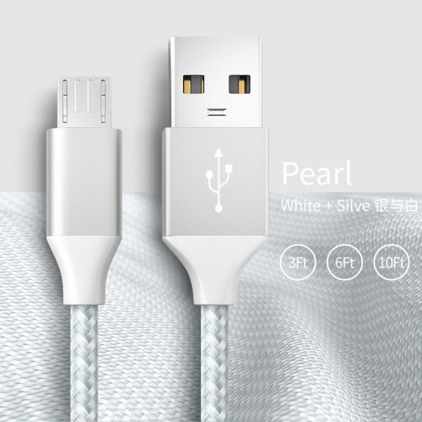 Android Phone V8 Fast Charging Micro Data Cable Braided Aluminum Alloy USB Charging Cable