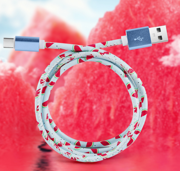 Creative data cable cartoon fruit cute fruit leather data cable suitable for Apple and Huawei phones