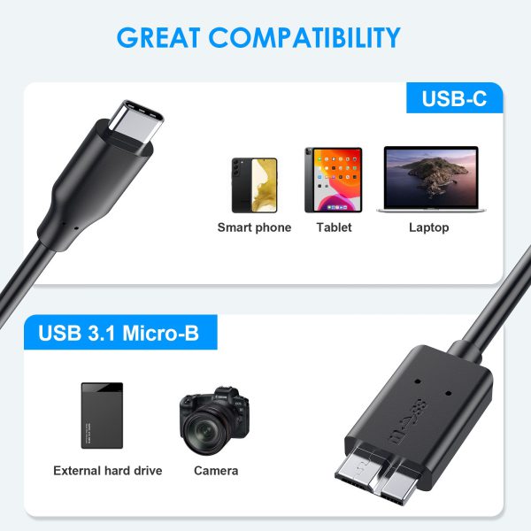 Type-C to micro data cable Type-C portable hard drive cable USB3.1 to USB3.0 hard drive data cable - Image 4