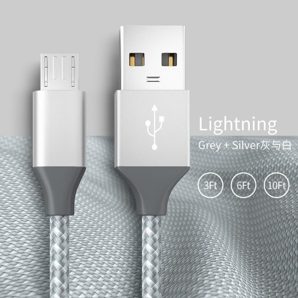 Android Phone V8 Fast Charging Micro Data Cable Braided Aluminum Alloy USB Charging Cable - Image 2