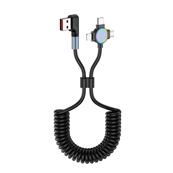 Three in one spring data cable suitable for Huawei Apple 15 Android Carplay streaming light car retractable fast charging cable - Image 10