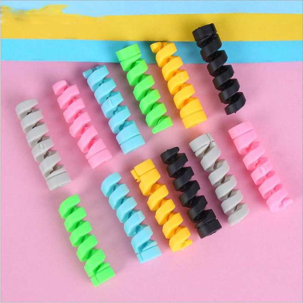 100Pcs Spiral Cable protector Data Line Silicone Bobbin winder Protective For iphone Samsung Android USB Charging earphone Case Cover - Image 5