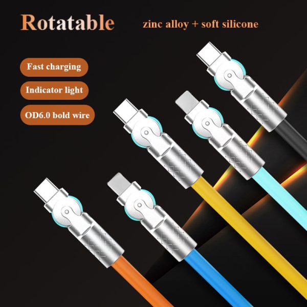 The New Rotary Type-C Data Cable Super Fast Charging Cable Is Applicable To Huawei Apple Xiaomi Android Mobile Phone Charging Cable - Image 4