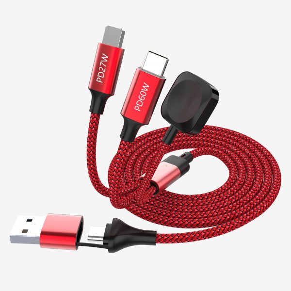 Multi head multifunctional two to three data cable PD60w fast charging suitable for Android Pingguo smartphones and smartwatches - Image 5