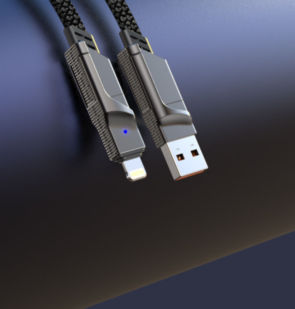 Four in one zinc alloy data cable two to two braided fast charging cable double ended type-c PD charging cable - Image 6