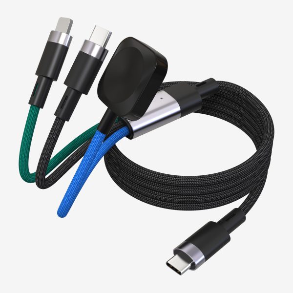 Multi head multifunctional two to three data cable PD60w fast charging suitable for Android Pingguo smartphones and smartwatches - Image 4