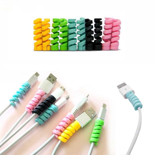 100Pcs Spiral Cable protector Data Line Silicone Bobbin winder Protective For iphone Samsung Android USB Charging earphone Case Cover