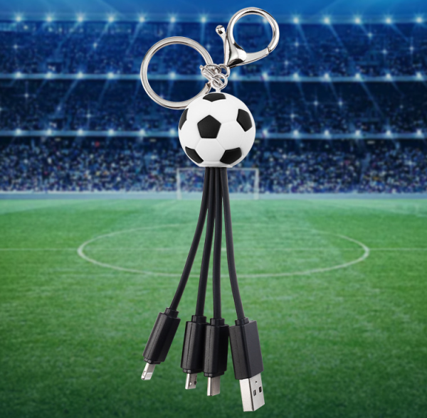 Creative keychain football data cable one to three charging cable football club commemorative gift charging cable - Image 5