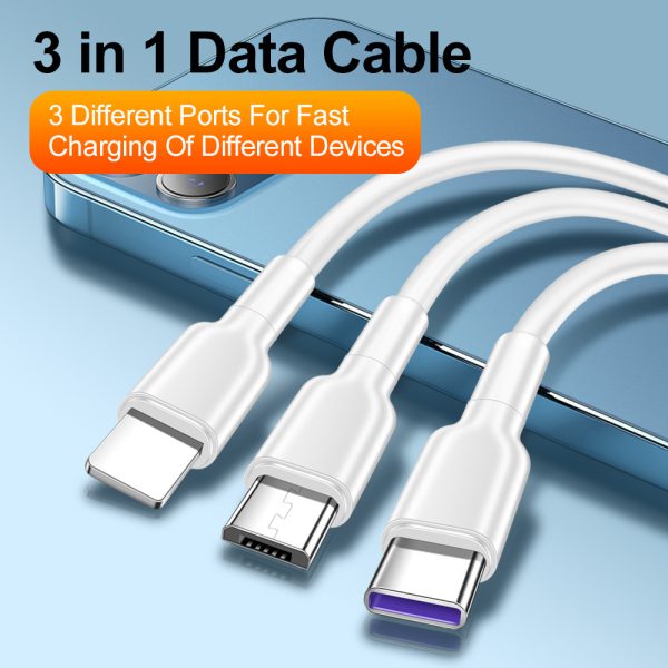 1.2-meter one to three 5A super fast charging data cable suitable for Huawei Honor, Xiaomi vivo Android charging cable - Image 2