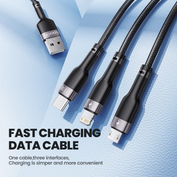 One to three 100W fast charging data compatible with Apple Typec Android phone braided charging cable - Image 5