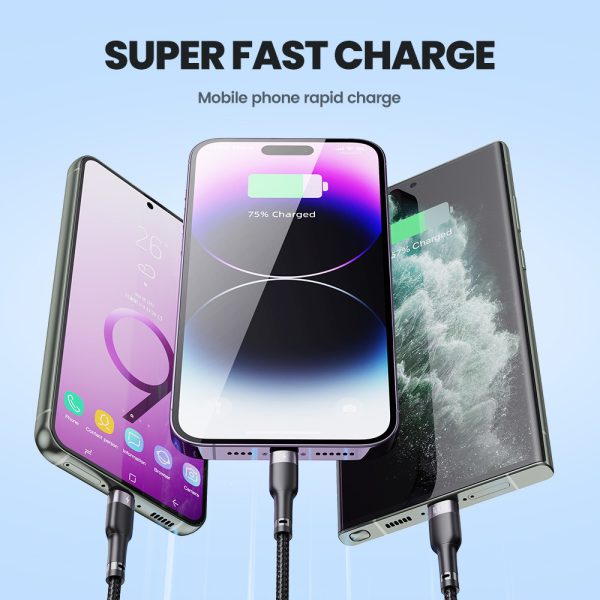 One to three 100W fast charging data compatible with Apple Typec Android phone braided charging cable - Image 3