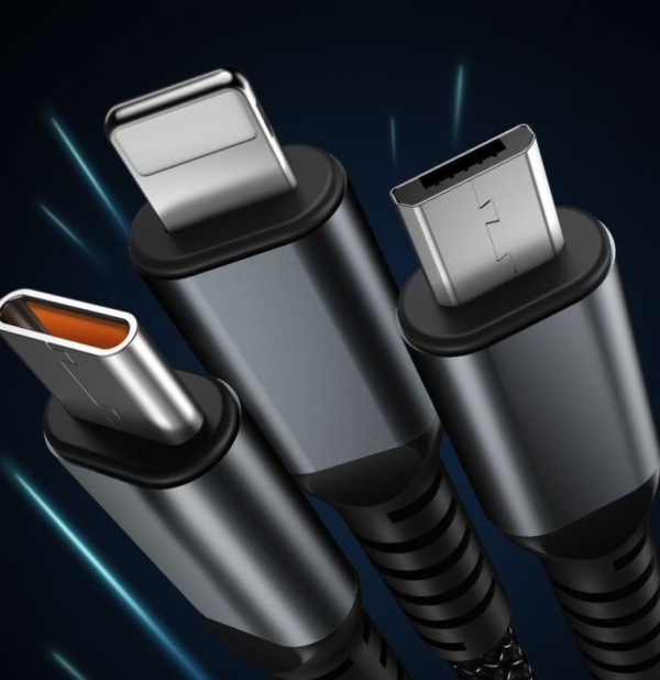 100W digital display light-emitting three in one fast charging one to three data cable suitable for Huawei Android Apple - Image 3